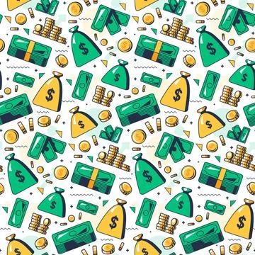 Money Flat Seamless Pattern イラスト素材
