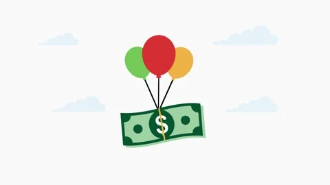 Money Floating Away with Balloons Stock Footage 334097259