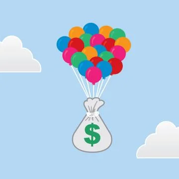 Money Floating Balloons Stock Illustration
