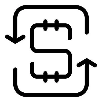 Money flow with up and down arrows inside square Stock Illustration