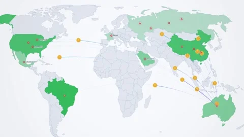 Money Flow from Australia to World on Light World Map Stock Footage 341165298