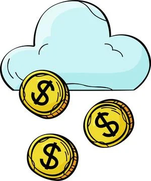 Money Flow from Cloud Computing or Digital Earnings Illustration Illustrazione stock