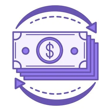 Money Flow Colored Icon. Vector Icon of Packs of Dollars and Arrows. Accoun.. Stockillustratie