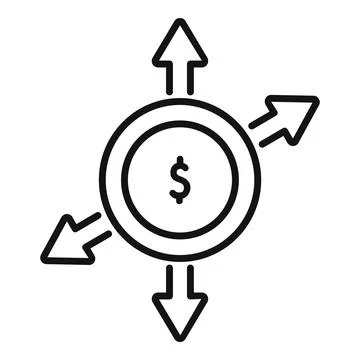 Money flow concept with arrows going up and down Stock Illustration