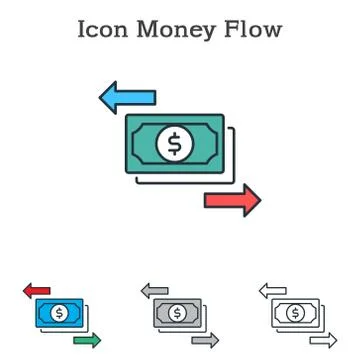 Money Flow flat icon design for info graphics and businesses Stock Illustration