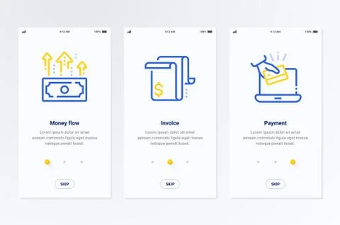 Money flow, Invoice, Payment Vertical Cards with strong metaphors. Stock Illustration