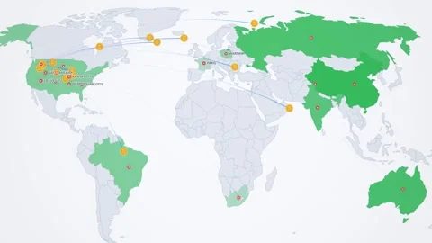 Money Flow from USA to World on Light World Map Stock Footage 341165301