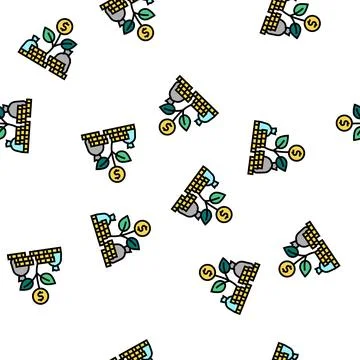 Money flower vector seamless pattern Stock Illustration
