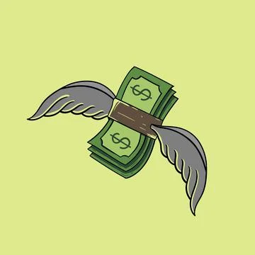 Money fly with wings concept vector design Stock Illustration