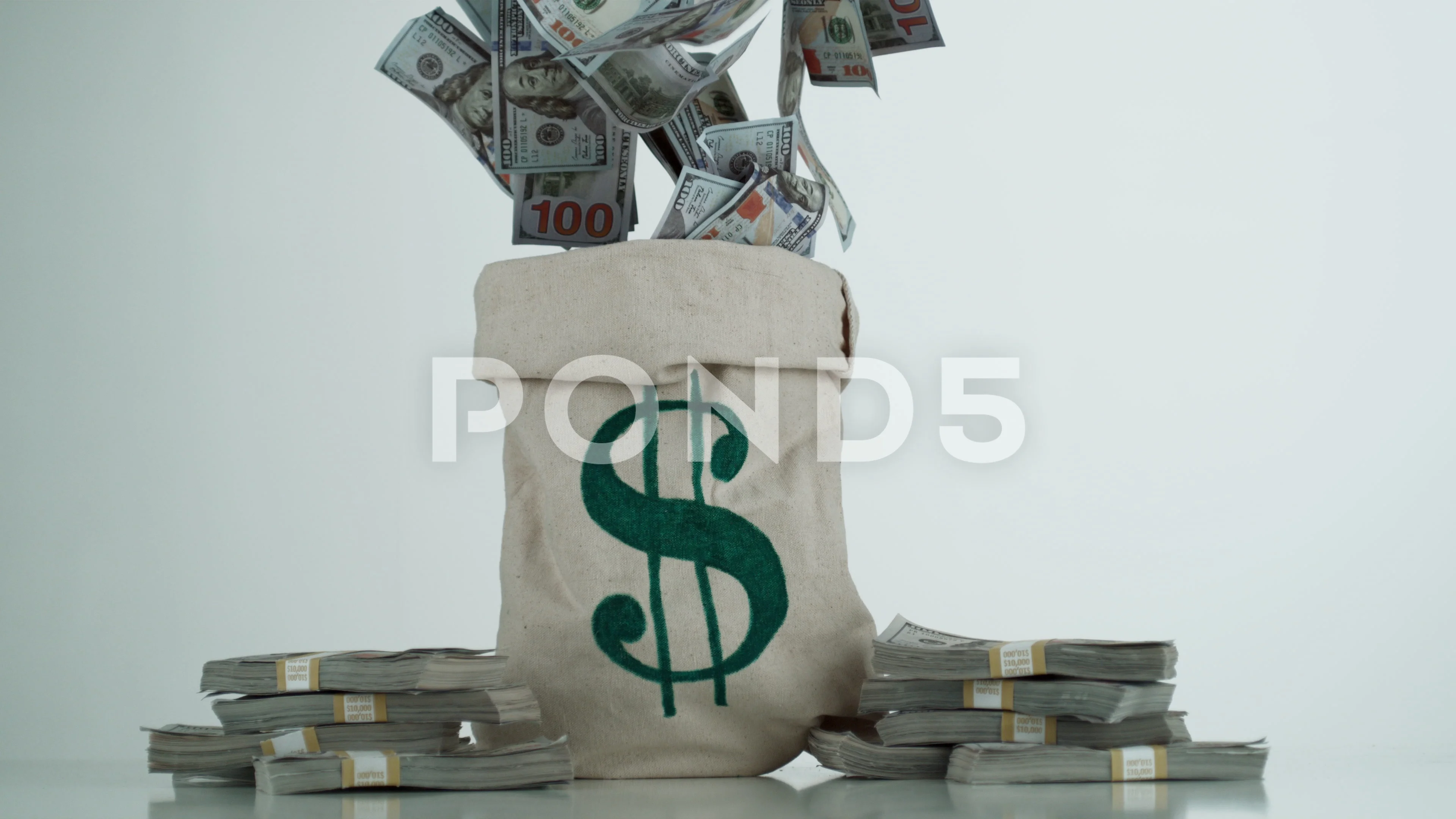 bag full of money cash lots hundreds, Stock Video