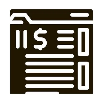 Money folder documents icon Vector Glyph Illustration 스톡 일러스트