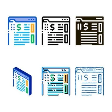 Money folder series documents icon vector outline Stock Illustration