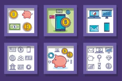 Money frames set vector design 스톡 일러스트