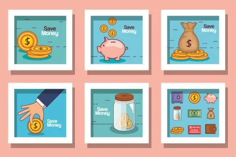 Money frames set vector design Illustrazione stock