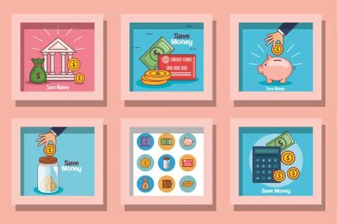 Money frames set vector design 스톡 일러스트