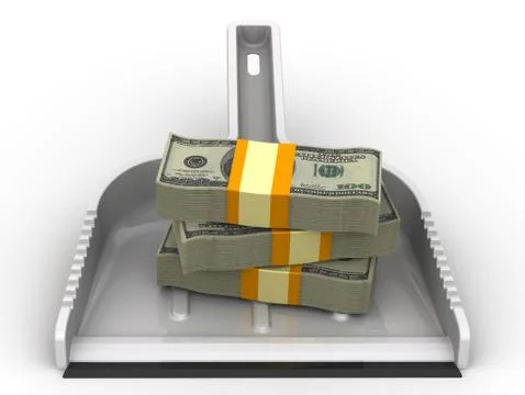 Money like garbage. Financial concept of devaluation Stock Illustration