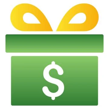 Money Gift Box Gradient Vector Icon Stock Illustration