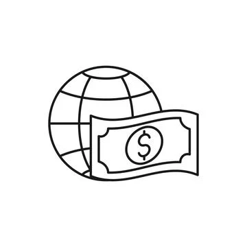 Money with Globe icon Vector Design. Globe with Dollar Money cash icon design Иллюстрация