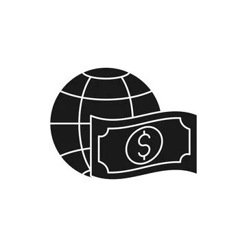 Money with Globe icon Vector Design. Globe with Dollar Money cash icon design Illustrazione stock