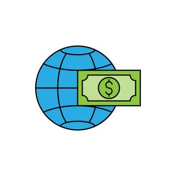 Money with Globe icon Vector Design. Globe with Dollar Money cash icon design Ilustração Stock