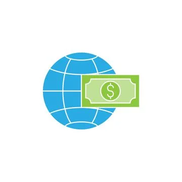 Money with Globe icon Vector Design. Globe with Dollar Money cash icon design Ilustración de archivo