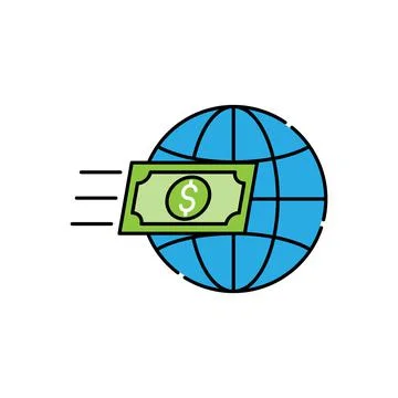 Money with Globe icon Vector Design. Globe with Dollar Money cash icon design Иллюстрация