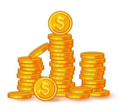 Money gold coin stack. Monetary dollar currency cash pile. Finance wealth profit Stock Illustration