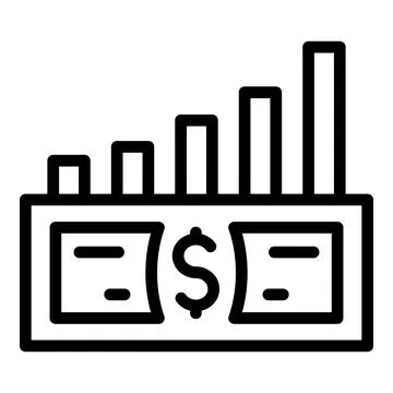 Money graph icon outline vector. Growth chart Stock Illustration
