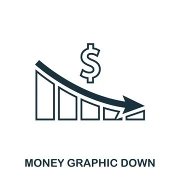 Money Graphic Down icon. Flat style icon design. UI. Illustration of money Stock Illustration