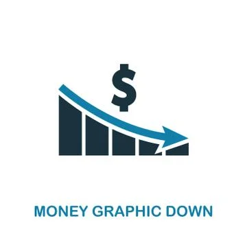 Money Graphic Down icon. Simple element illustration. Money Graphic Down pixel Stock Illustration