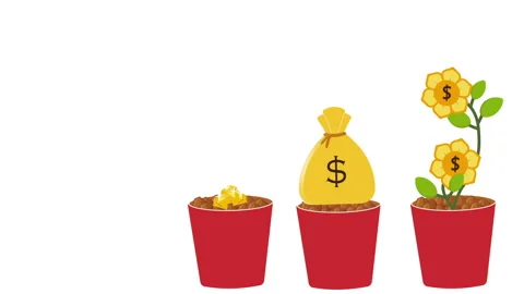 Money Growth Animation, Plant Growing Coins and Dollar Flowers Stock Footage 311669341