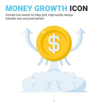 Money growth icon vector with flat color style isolated on white background 스톡 일러스트