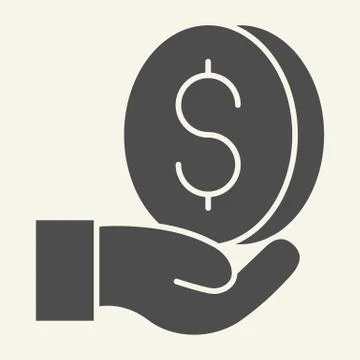 Money in hand solid icon. Dollar in palm vector illustration isolated on white Stock Illustration