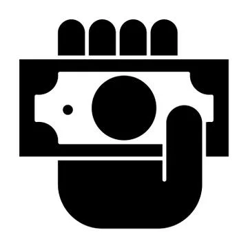 Money in hand solid icon. Pay vector illustration isolated on white. Dollar in イラスト素材