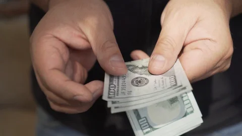 Money - hands counting dollar bills Stock Footage 123734844