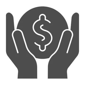 Money in hands solid icon. Earnings vector illustration isolated on white Stockillustratie