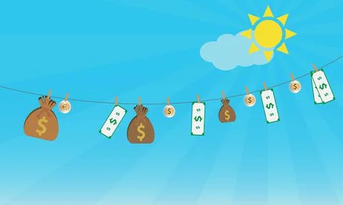 Money hanging on a rope Stock Illustration