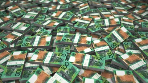 Money Heap Australian Dollars in a loop video Stock Footage 241638932