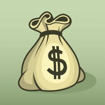 Money icon with bag, color vector Stock Illustration