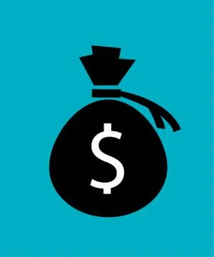 Money icon with bag, vector. Stock Illustration