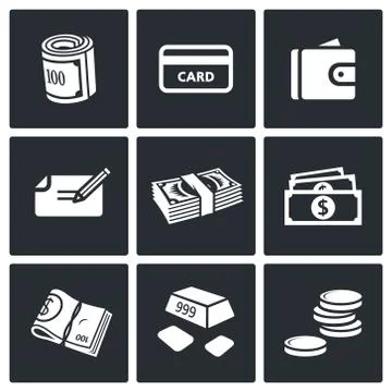 Money icon collection Stock Illustration