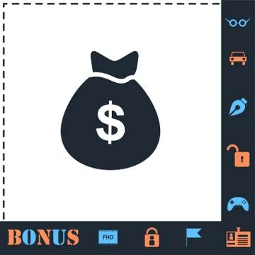 Money icon flat Illustrazione stock