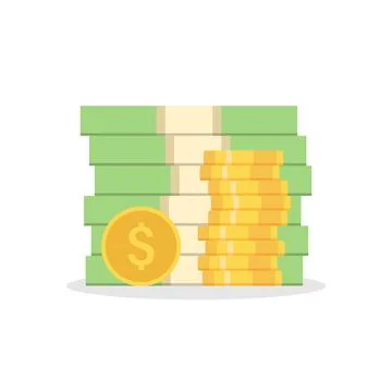 Money icon in flat style. Stack of currency banknotes vector illustration o.. Illustrazione stock