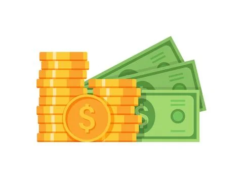 Money icon in flat style. Stack of currency banknotes vector illustration o.. Illustrazione stock