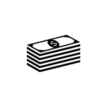 Money Icon In Flat Style Vector For App, UI, Websites. Black Finance Icon Vec Stock Illustration