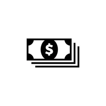 Money Icon In Flat Style Vector For App, UI, Websites. Black Finance Icon Vec Stock Illustration