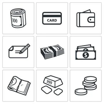 Money icon set Stock Illustration