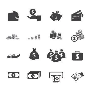 Money icon set Stock Illustration