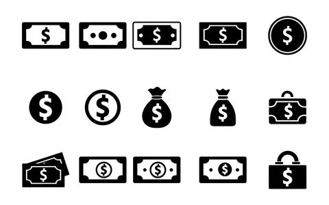 Money icon set vector on white background Stock-Illustration