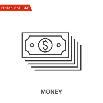 Money Icon. Thin Line Vector Illustration Stock Illustration
